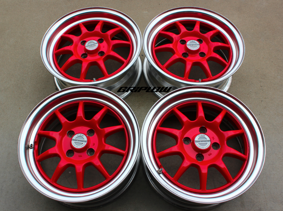 GAB sport wheels jdm import 4x100 rare red civic dc2 integra honda acura miata road racing